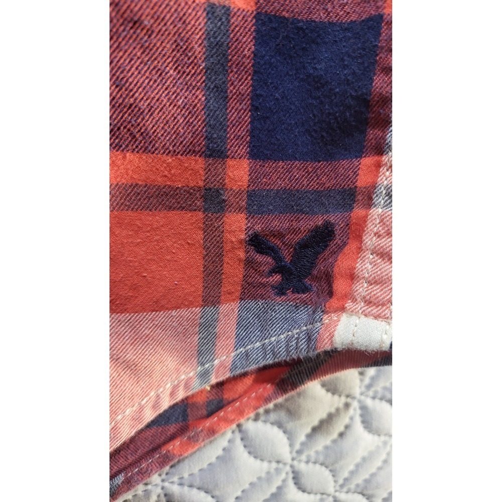 American Eagle Flannel Shirt Classic Fit Button Up Plaid Red Blue Size‎ M - Picture 10 of 12